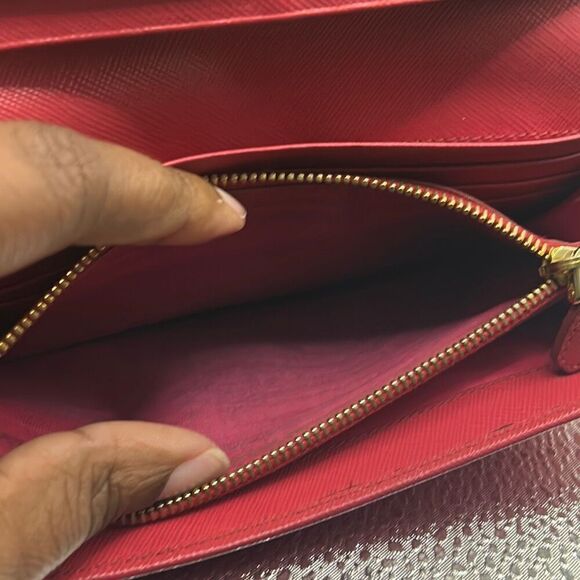Prada Bow Front Logo Continental Long Wallet Hot Pink Leather Preppy Barbiecore - Picture 6 of 13